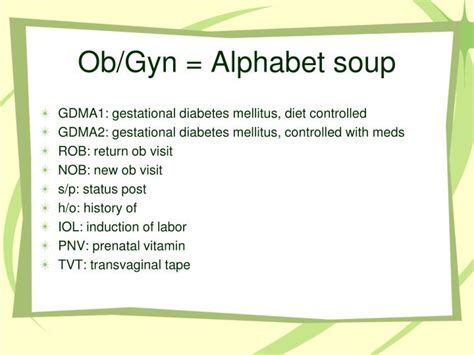 abbreviation for obstetrics and gynecology|Alphabet soup! Your guide to pregnancy.